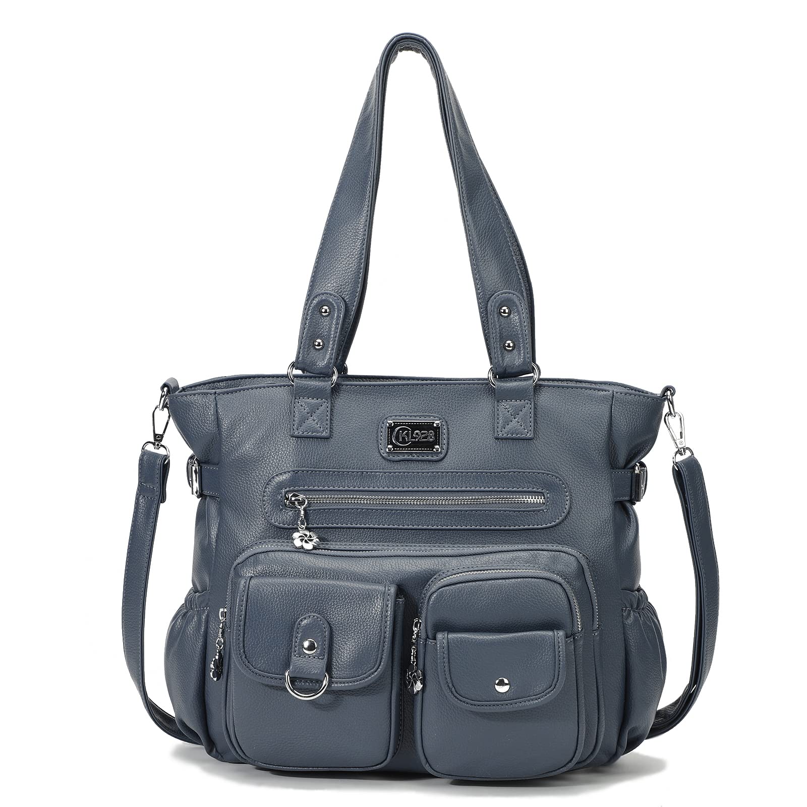 KL928 Handtasche Damen Tasche Umhängetasche Schultertasche Damentaschen gross für Damen Frauentasche PU Leder Damenhandtasche mit vielen Fächern (Peacock Blue)