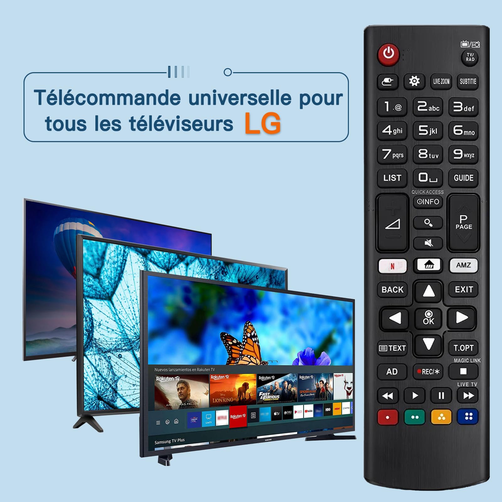 LG AKB75095308 Télécommande Universelle Compatible Tous Téléviseurs LG Smart TV LCD LED 4K 8K Netflix