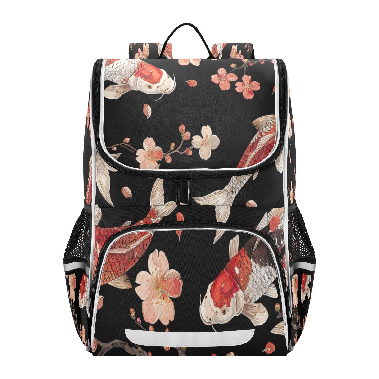 Fiori Di Pesce Koi Elegante Nuoto Zaino Scolastico Borsa Ad Alta Capacità per Ragazze e Ragazzi