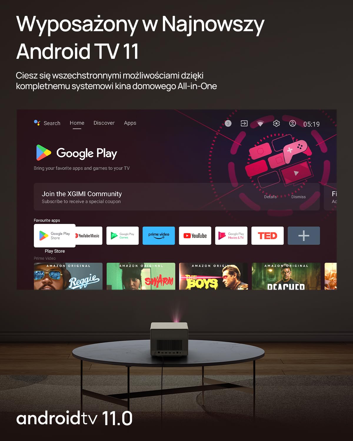 XGIMI Horizon Ultra Projektor 4K Dolby Vision, Dual Light, 2300 lumenów ISO, Android TV 11, Harman Kardon, Zoom optyczny | Dolby Vision, HDR10+, Harman Kardon, Zoom optyczny, ISA 3.0. Kino domowe do salonu, sypialni, biura