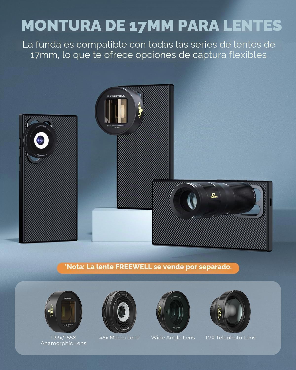 FREEWELL PRO Filmmaker - Funda para Samsung S24 Ultra | filtros magnéticos y Ranura para Lente de 17 mm, Color Negro