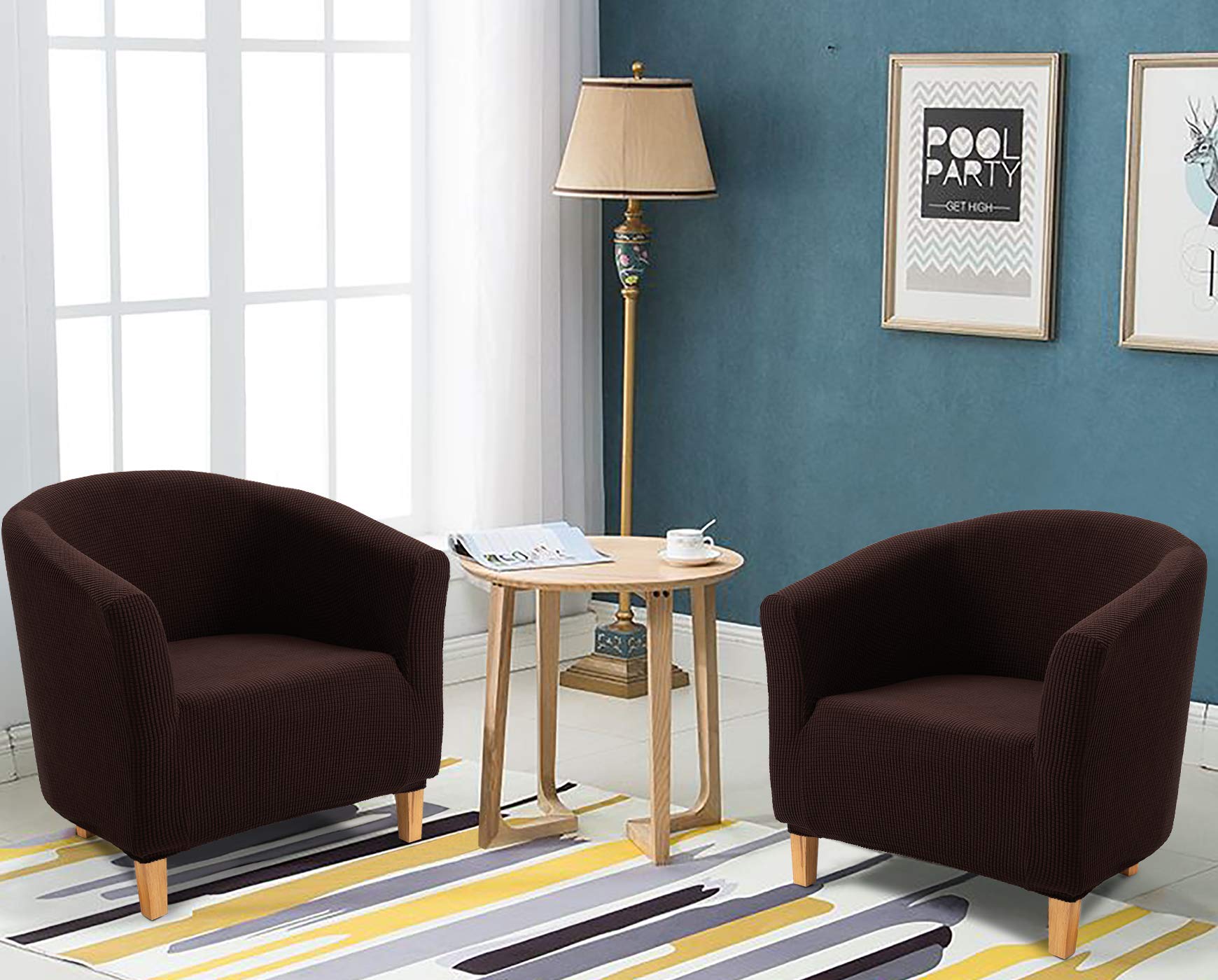 TIANSHU Fauteuilovertrek voor in de Club, Jacquard Hoes Kuipstoel Hoes Club Fauteuil Stretch Wasbaar Antislip Stoelhoes (Lvoor