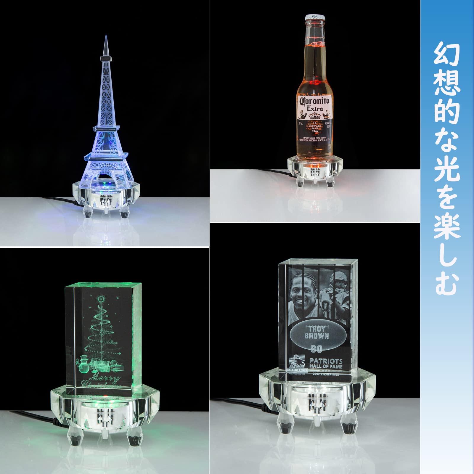 Amazon.co.jp: led 台座 クリスタル 置物 オブジェ 蓮の花 ライト