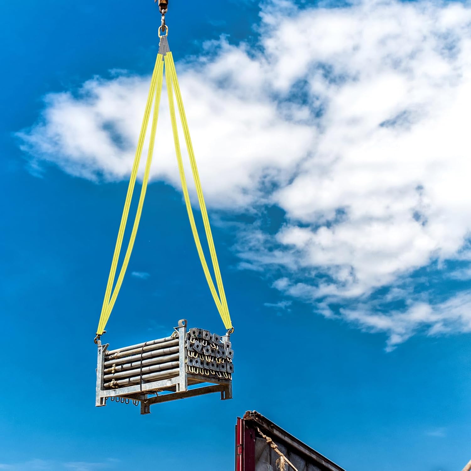 4 Pcs Lift Sling Straps Heavy Duty Web Slings Straps Polyester Nylon for Hoist Car Outdoor Using - Image 3