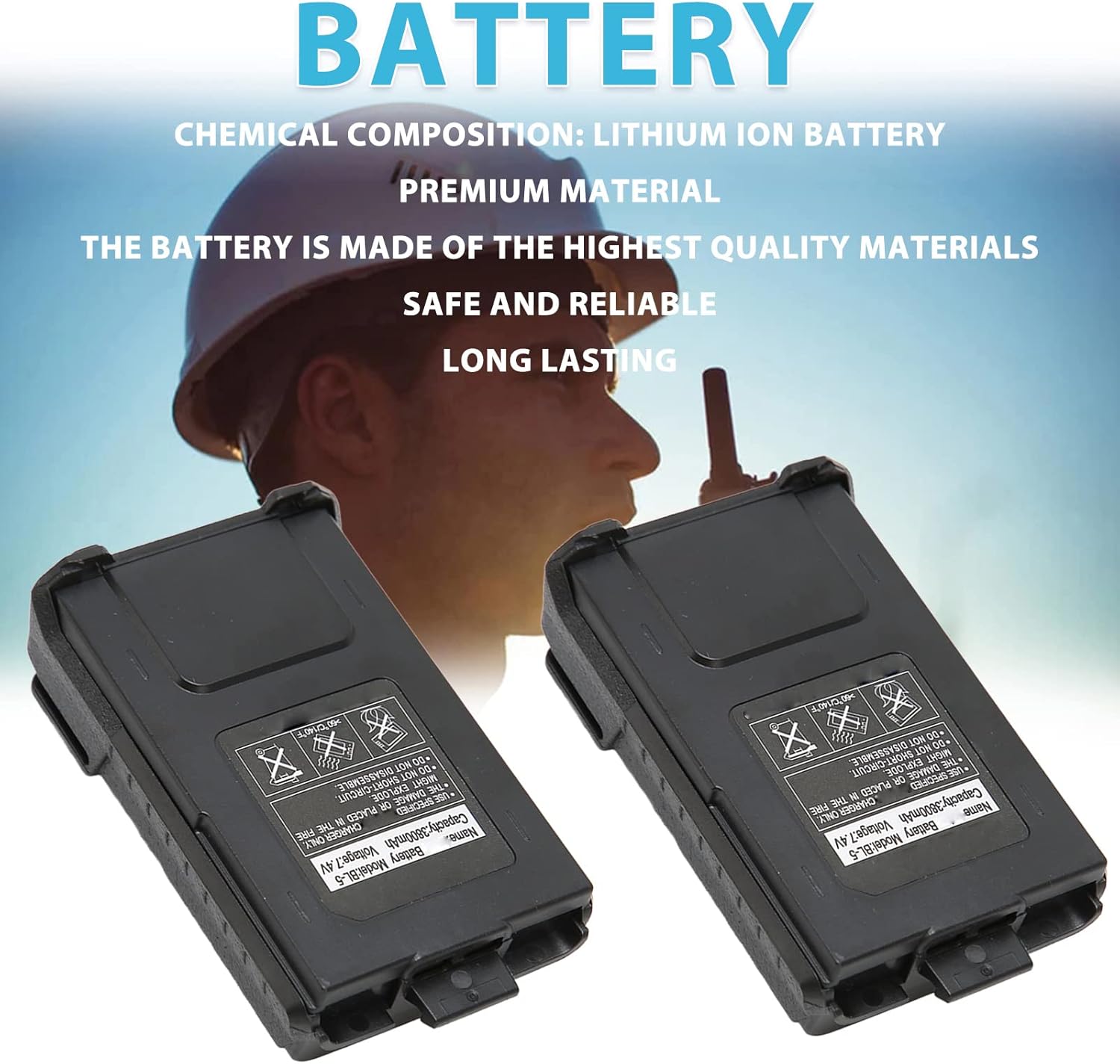Goshyda 2 Pack BFUV5R 7.4V 3800mAh Two Way Radio Battery Replacement for BAO FENG UV5R 1 Gen, UV5R 2 Gen, UV5R 3 Generation Walkie Talkies