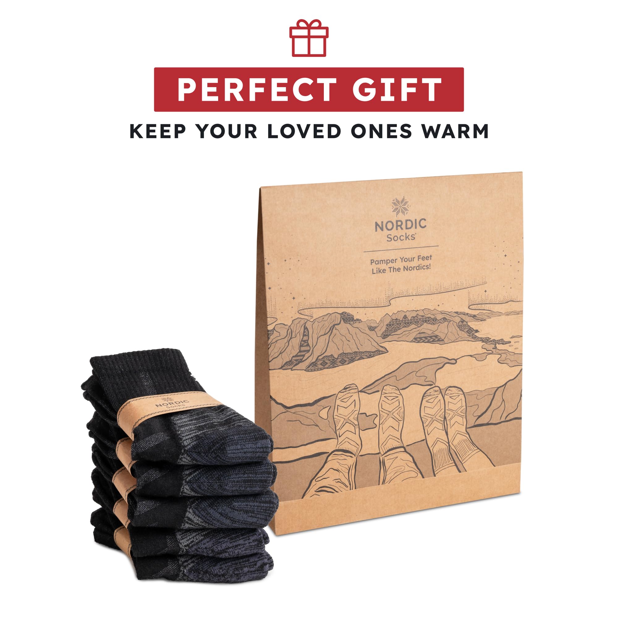 NORDIC Socks Hiking Socken Merinowolle 5er-Pack | Anti-Blasen, Feuchtigkeitsableitend, Geruchshemmend