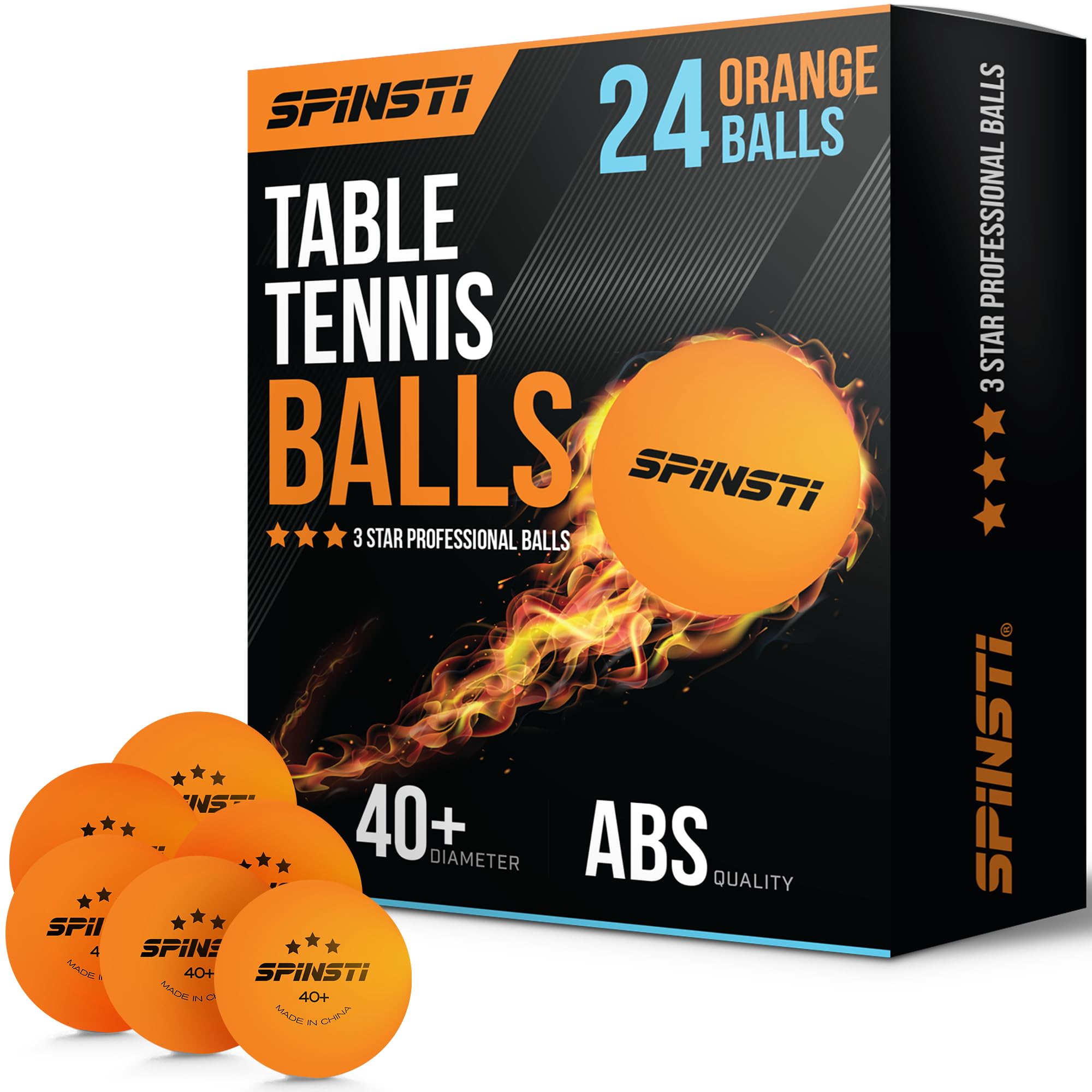 Premium Table Tennis Balls 40+mm Professional 3 Star ABS Quality (White/Orange) High-Performance Ping Pong Balls for Indoor & Outdoor Sports Spherical & Celluloid-Free