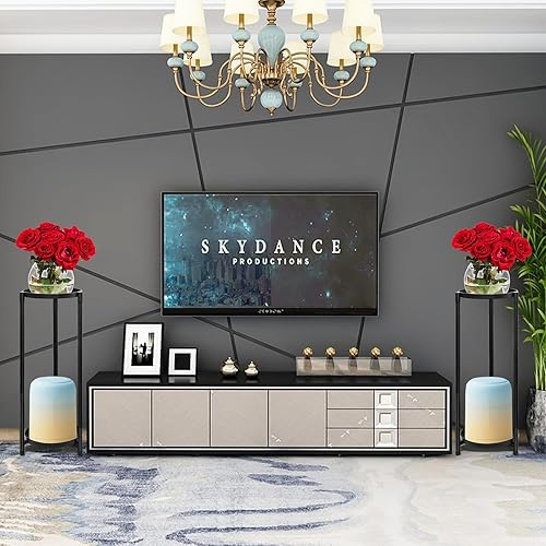 Miniatura 6 de Soporte para plantas de 2 niveles para interiores, soporte alto escalonado de esquina negra para múltiples plantas al aire libre, soportes de metal