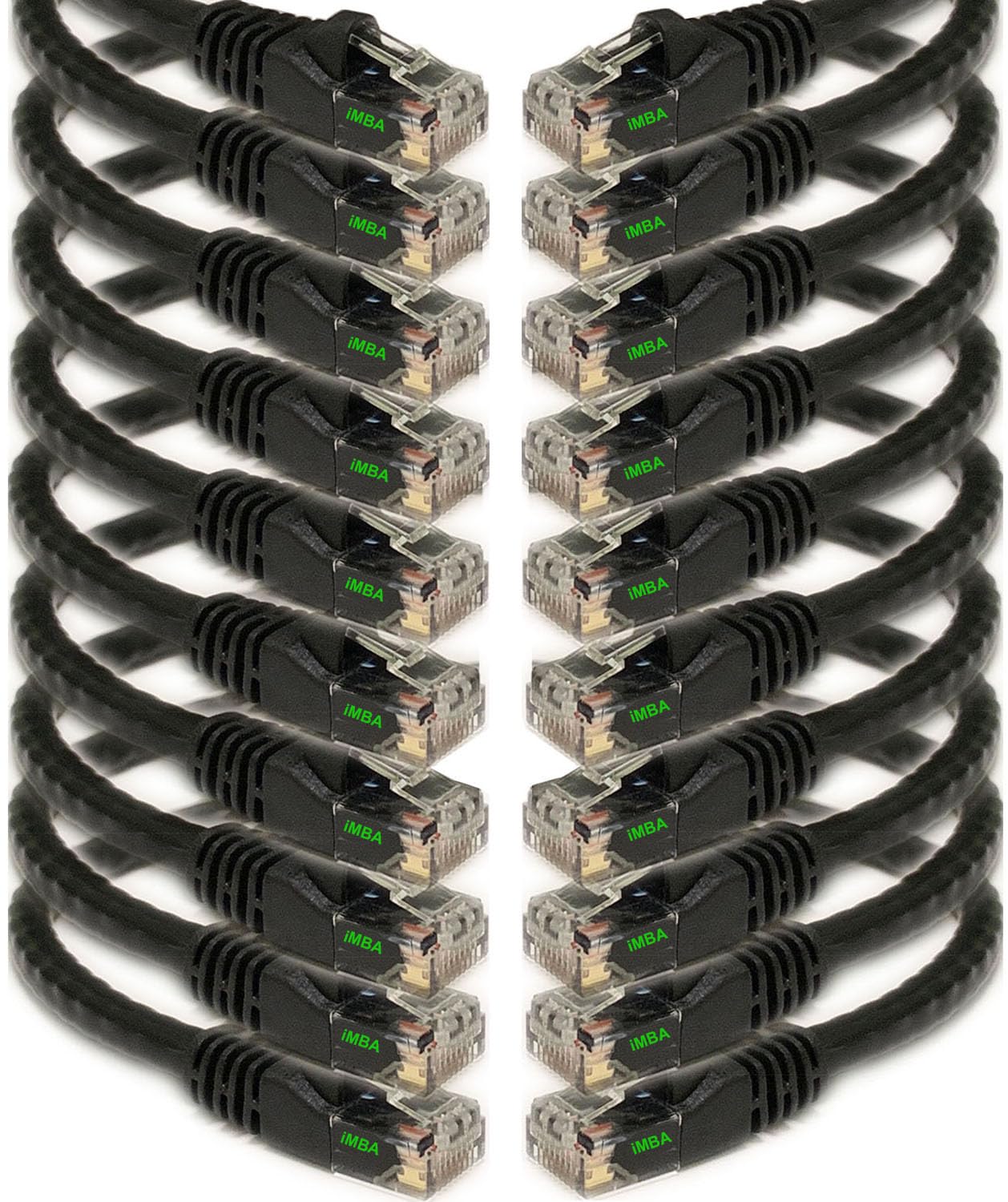 iMBAPrice 10' Cat5e Network Ethernet Patch Cable, 10 Pack, Black (IMBA-CAT5-10BK-10PK)
