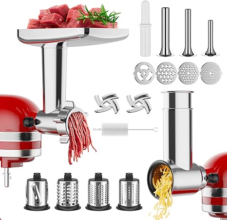 Meat Grinder & Cheese Grater Attachment for KitchenAid Stand Mixer