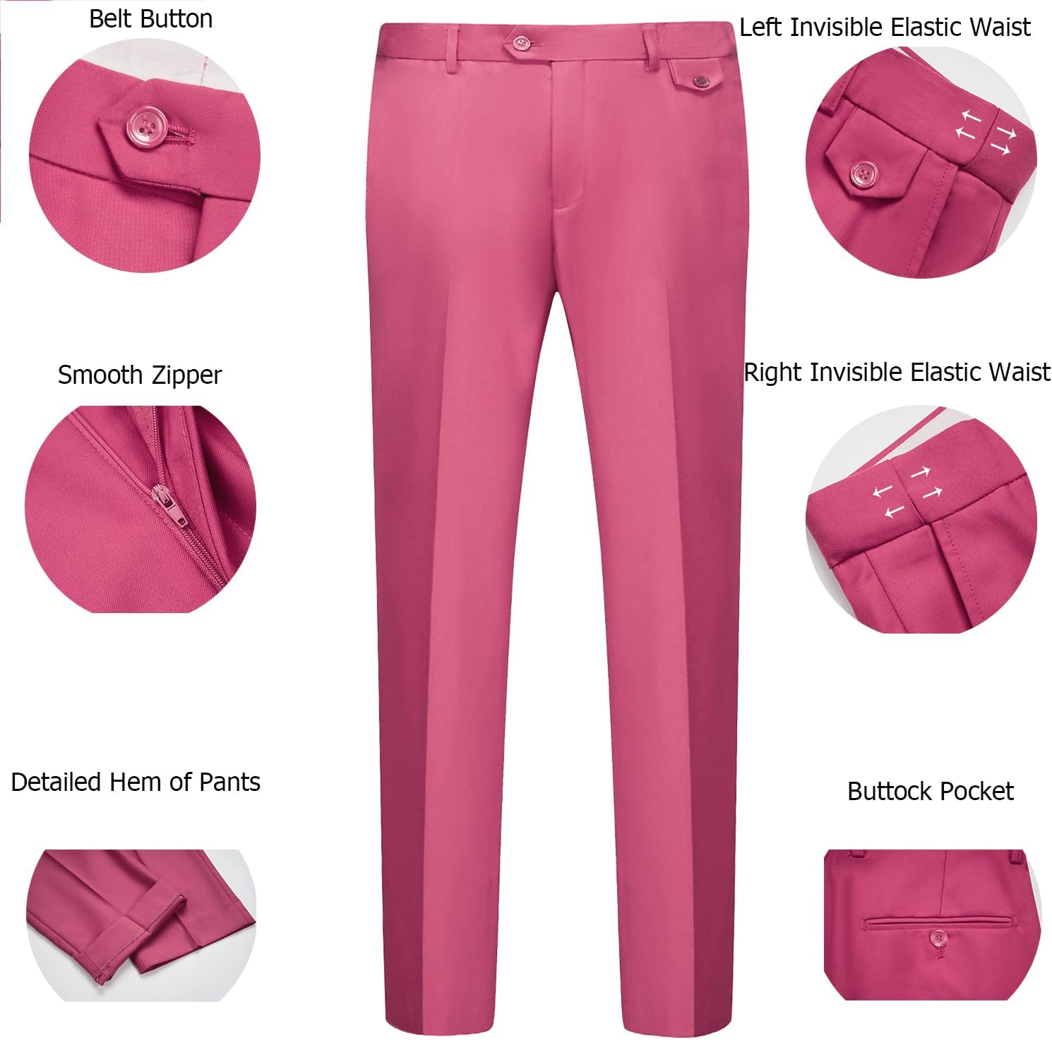 WULFUL Men's 3 Piece Slim Fit Suit Set Two Button Blazer Jacket Vest Pants... - Picture 20 of 95
