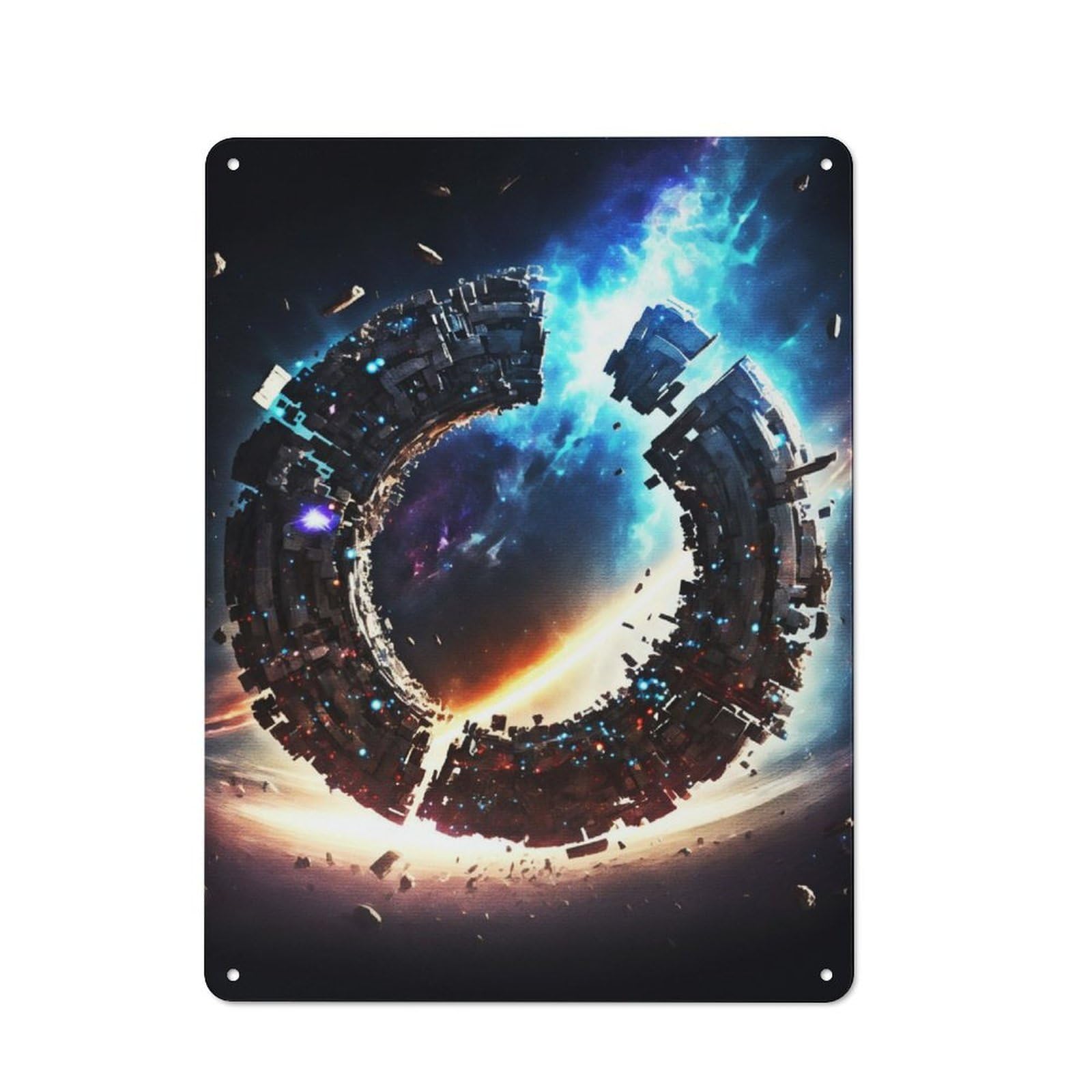Junmoney Space Portal Quantum Industrial-Style Tin Sign 40X30cm For Garage Or Workshop, For Garage, Workshop And Man Cave Decoration