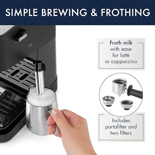 Miniatura 4 de De'Longhi Stilosa - Máquina manual de café expreso, máquina para café con leche y capuchino, presión de bomba de 15 bar + espumador de leche manual
