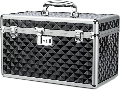 Storage Box with Key Lock, Lockable Medicine Storage Box, Empty First Aid Box, Security Lock Box, Multipurpose Locking Box for Home and Outdoor Use (Black, X-Large)