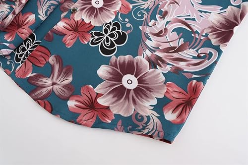 Vista 8 de Men's Hawaiian Shirt Floral Slim Fit Paisley Aloha Shirt Long Sleeve Casual Beach Tropical Button Down Shirts