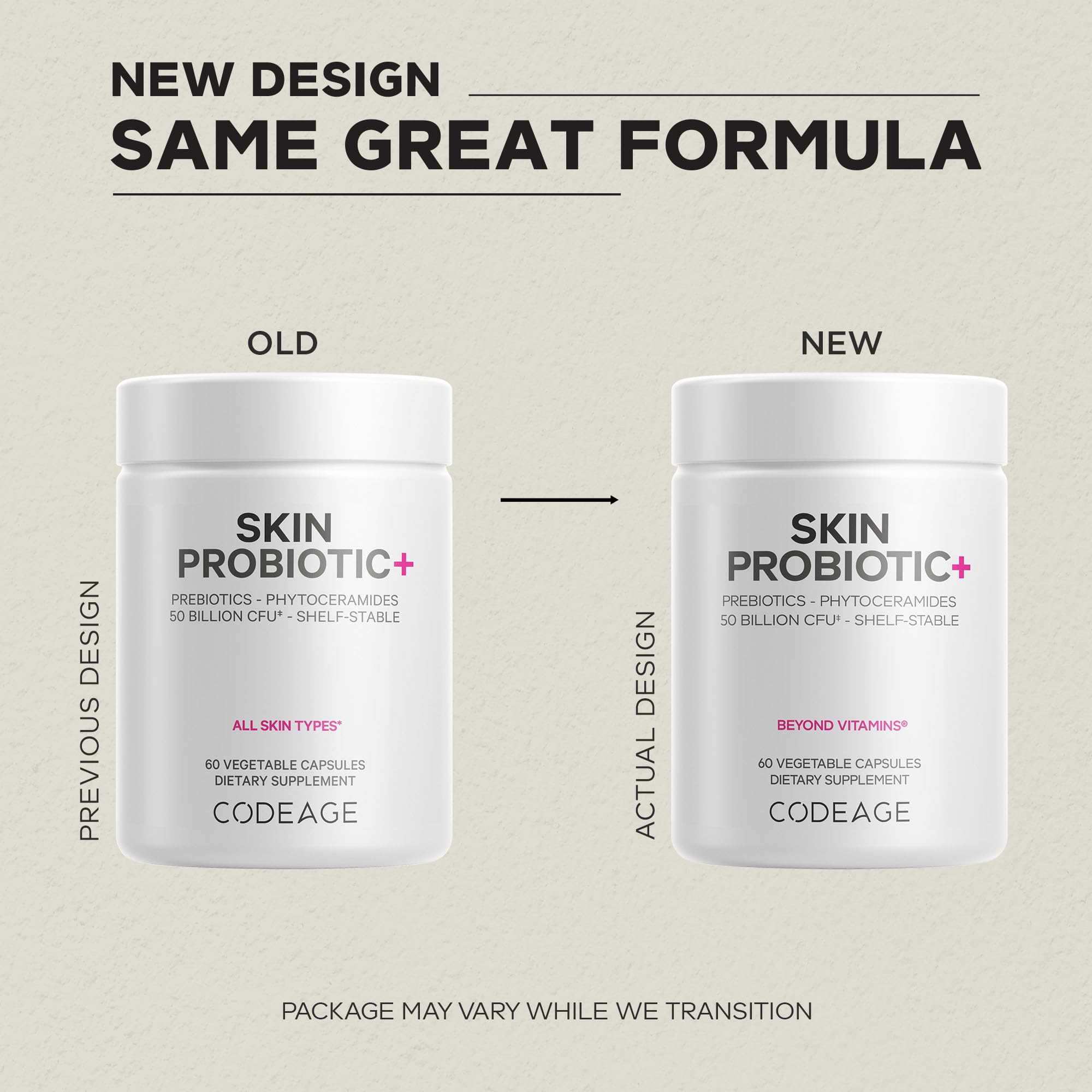 Codeage Skin Probiotics + Prebiotics - Skin Care Routine Supplement - 50 Billion CFU - Ayurvedic Botanical Herbs - Face Probiotics - Shelf Stable Cleanser, Non-GMO, Vegan - 60 Capsules — Amazon image 3