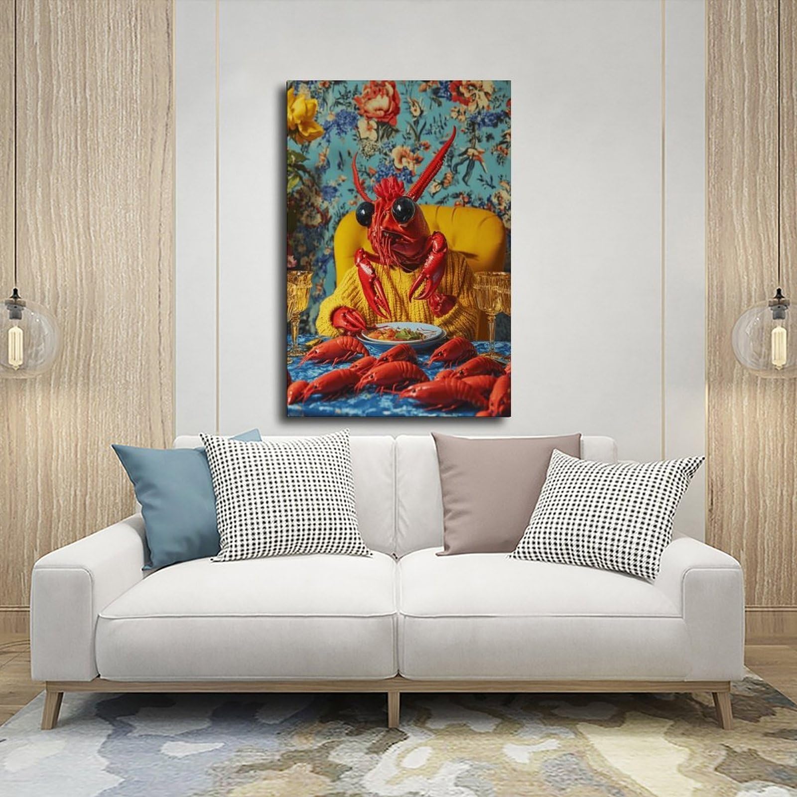 NFFBGFD Stampa artistica da parete su tela, motivo: aragosta surreale, 40 x 60 cm