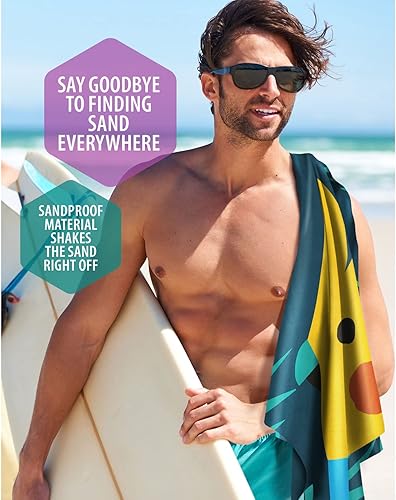 Vista 75 de VENTURE 4TH Toalla de playa de microfibra: secado rápido, compacta, sin arena, absorbente, a prueba de arena y ligera, perfecta para camping, playa