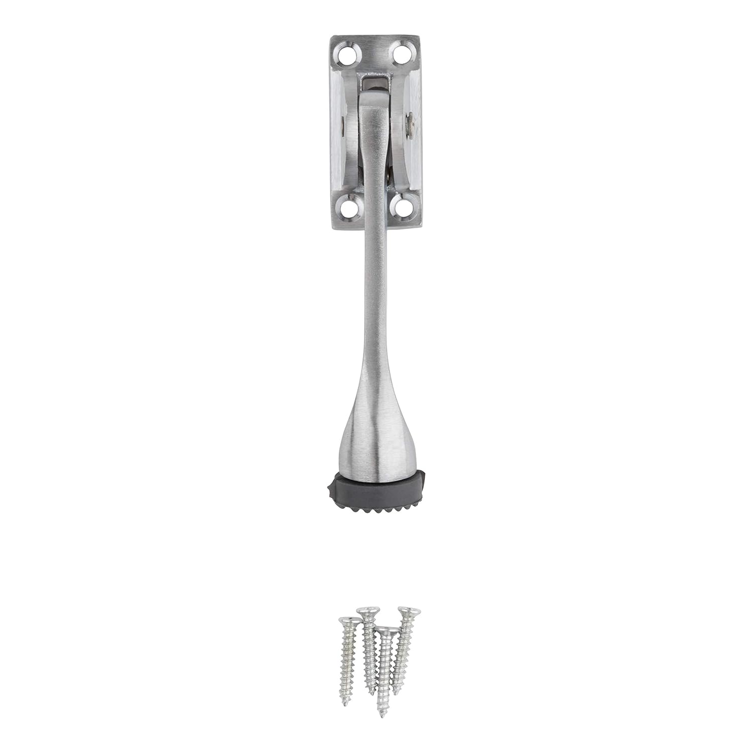 Tell Manufacturing DT100007 Kickdown Door Holder, Satin Chrome Plated Cast, 4-1/8"