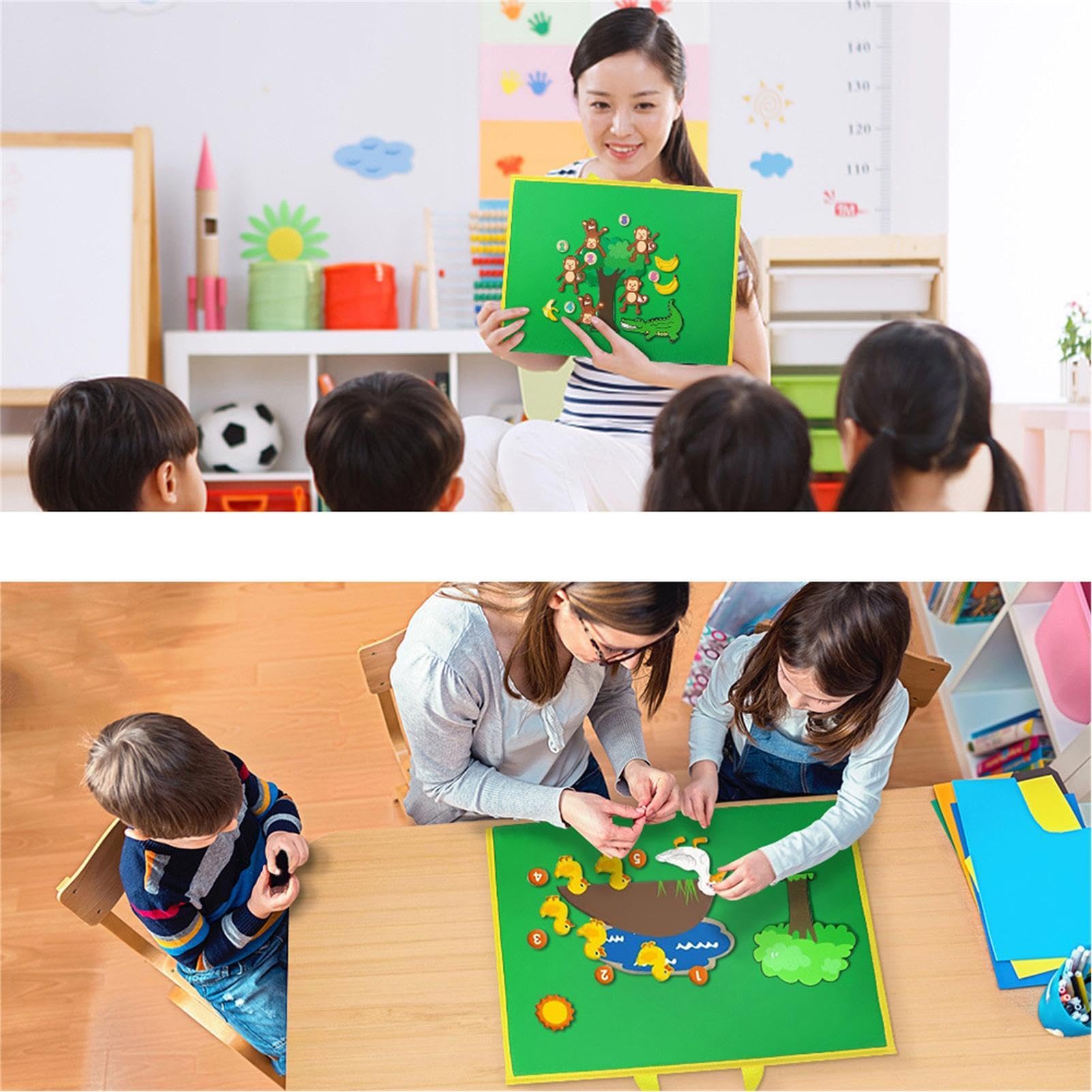 Pizarra de fieltro – Pizarra de fieltro interactiva plegable, pizarras didácticas de fieltro de doble cara | Ayuda educativa para contar historias en edad preescolar y educación en el hogar