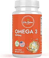 Vista 1 de Omega 3 1000mg Aceite de pescado Ácidos grasos EPA y DHA Sin OMG 60 cápsulas blandas