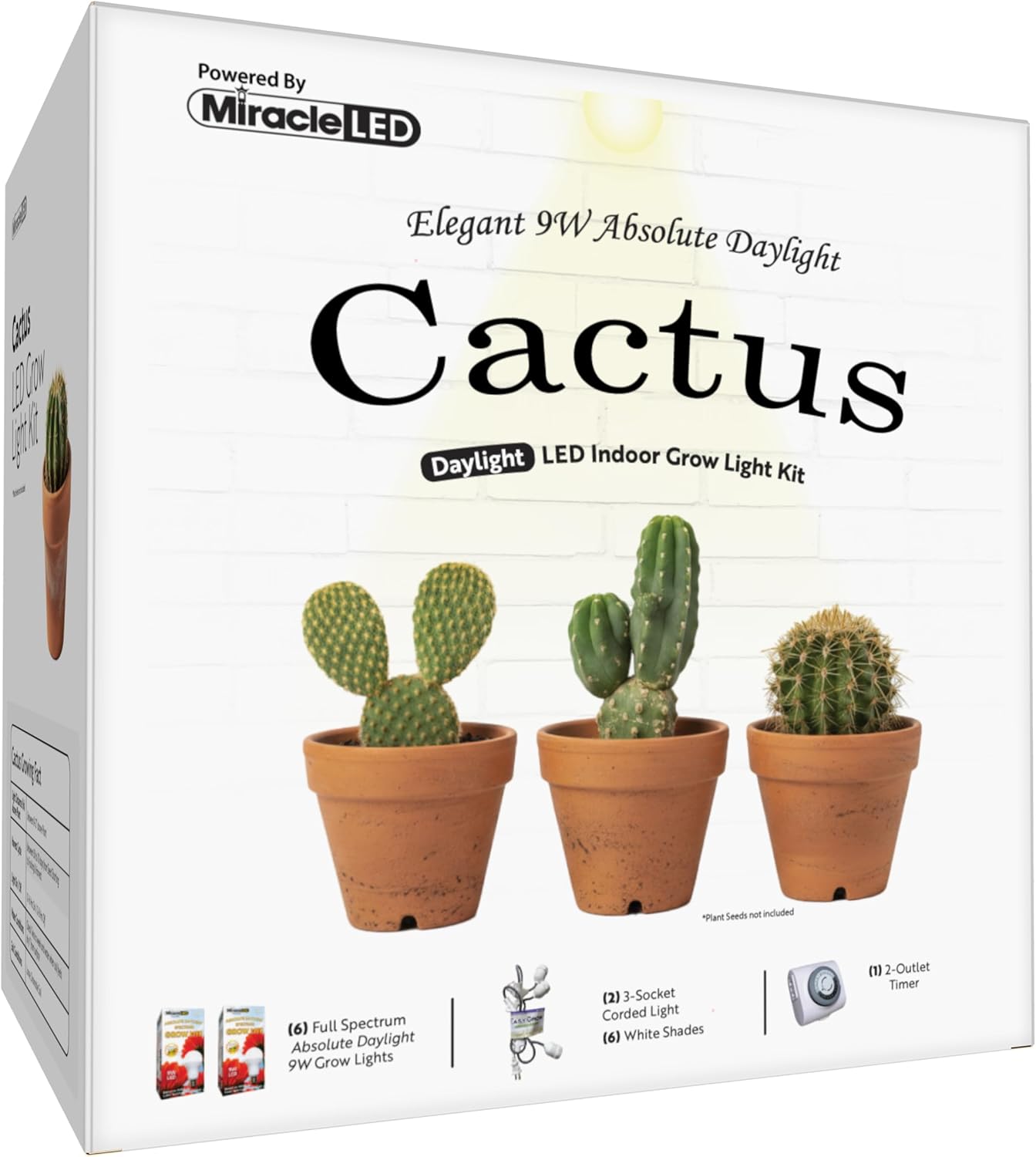 Miracle LED Elegant Cactus Grow Light Kit 3-Socket Full Spectrum (2- Pack)