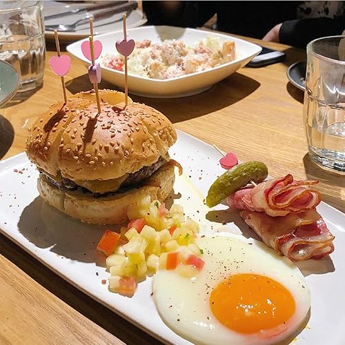 Miniatura 5 de 100 palillos de cóctel de bambú, palillos de dientes elegantes para aperitivos, palillos hechos a mano de 4.7 pulgadas, bonitos pinchos de bambú de