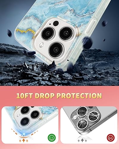 Miniatura 8 de SCORPIFY Funda para iPhone 14 Pro Max compatible con MagSafe con diseño de mármol azul islandés, bonita funda magnética para mujeres, niñas y