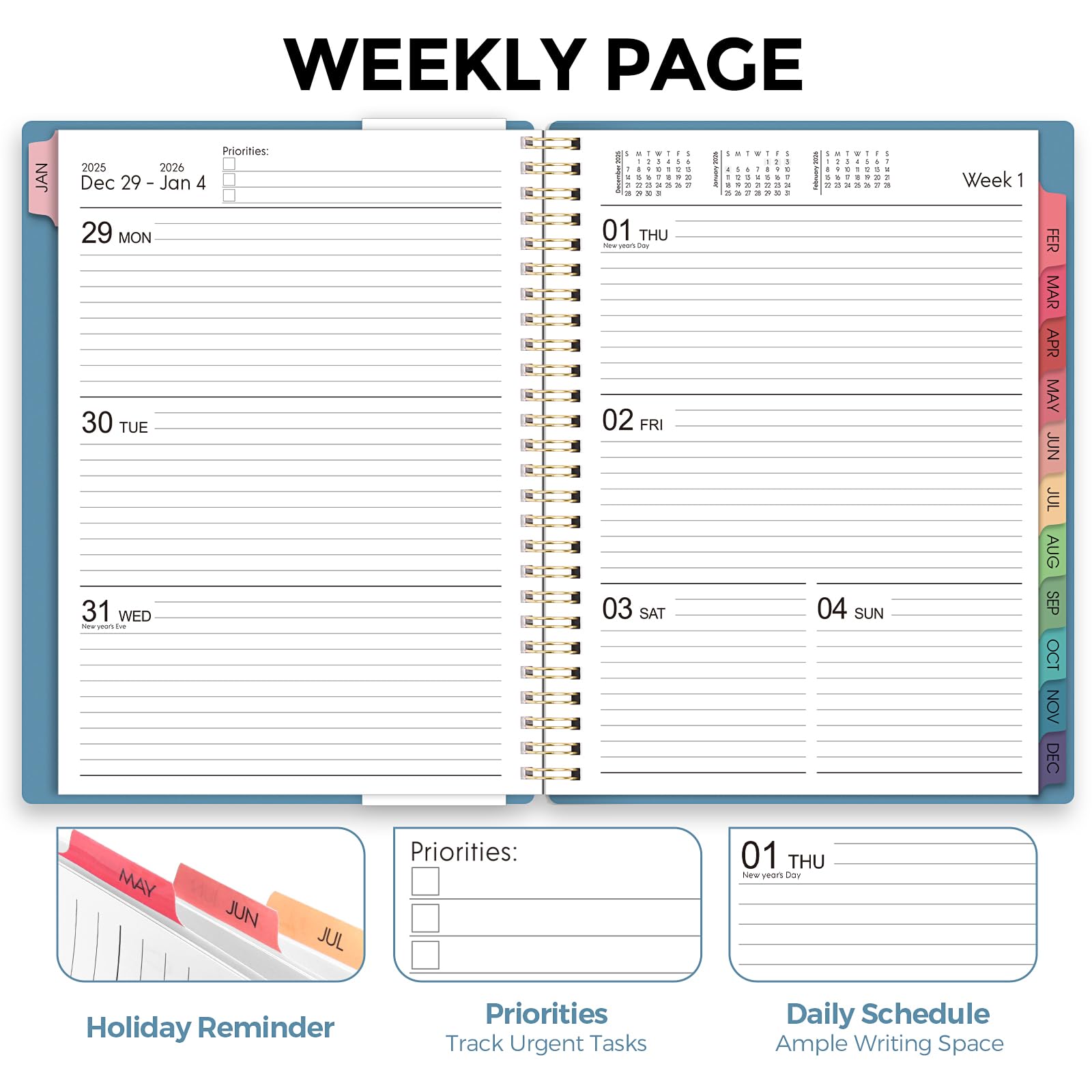 CRANBURY Daily Planner 2026, 8.5x11 Appointment