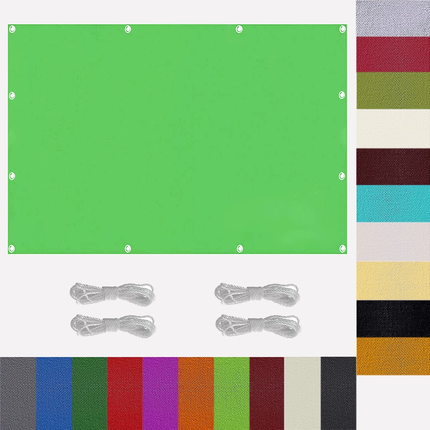 Malla Sombreo Sun Net 2 x 6.5 m Resistente a Desgarro Impermeable Red De Sombra Reflectante con Cuerdas y Ojal para Patio, Exteriores, Jardín, Verde