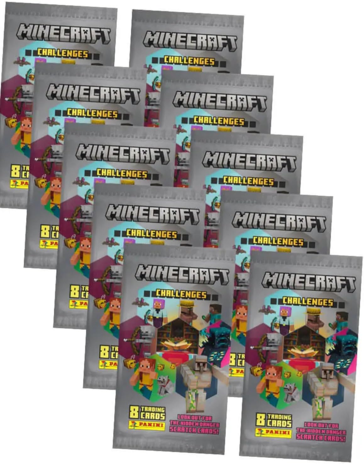 Lisansl  Panini Minecraft Challenges Trading Card Collection, 10 Paket, 80 Kart