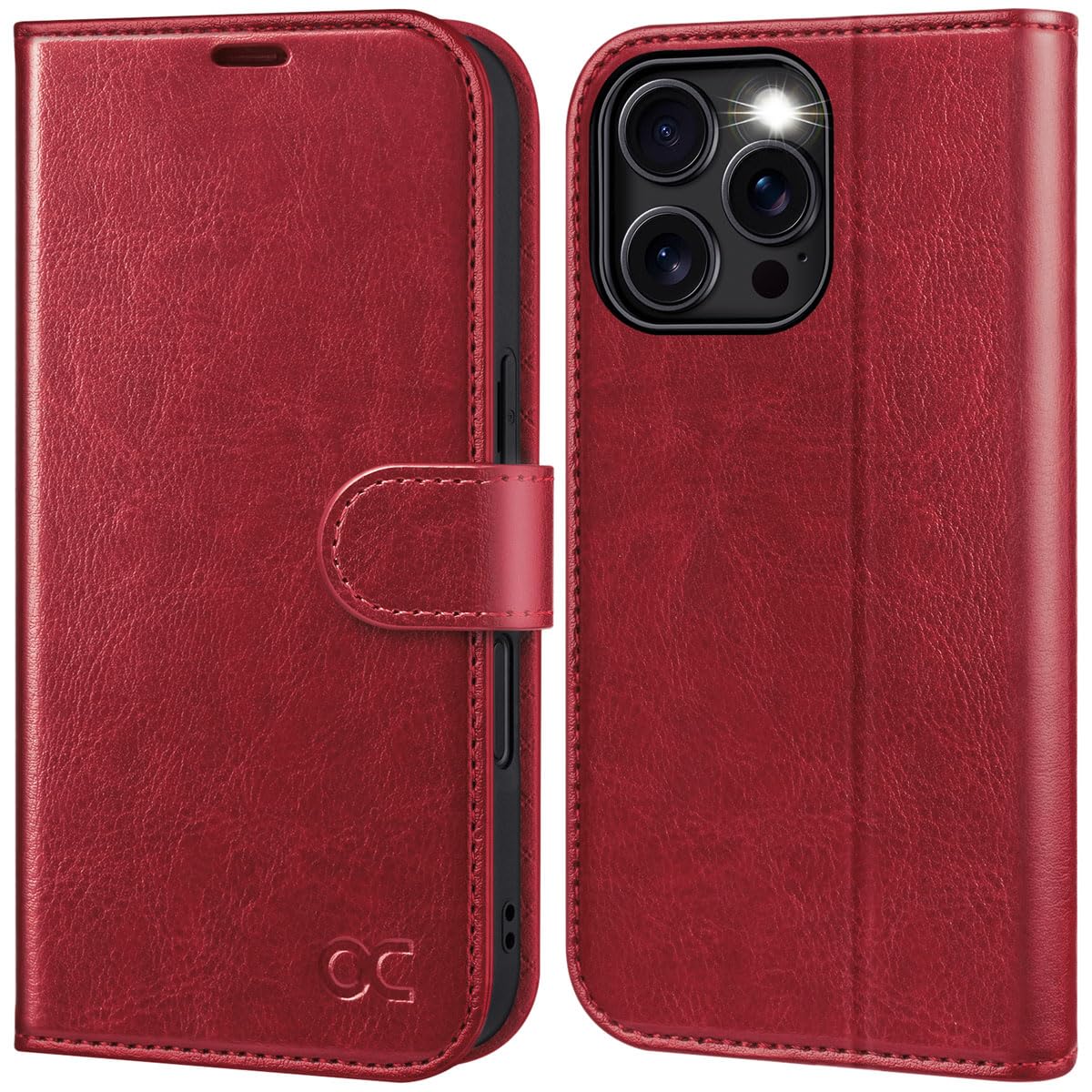 OCASE for iPhone 16 Pro Case, PU Leather Wallet, Magnetic Flip Folio Cover with RFID Blocking, Card Holders, Shockproof TPU