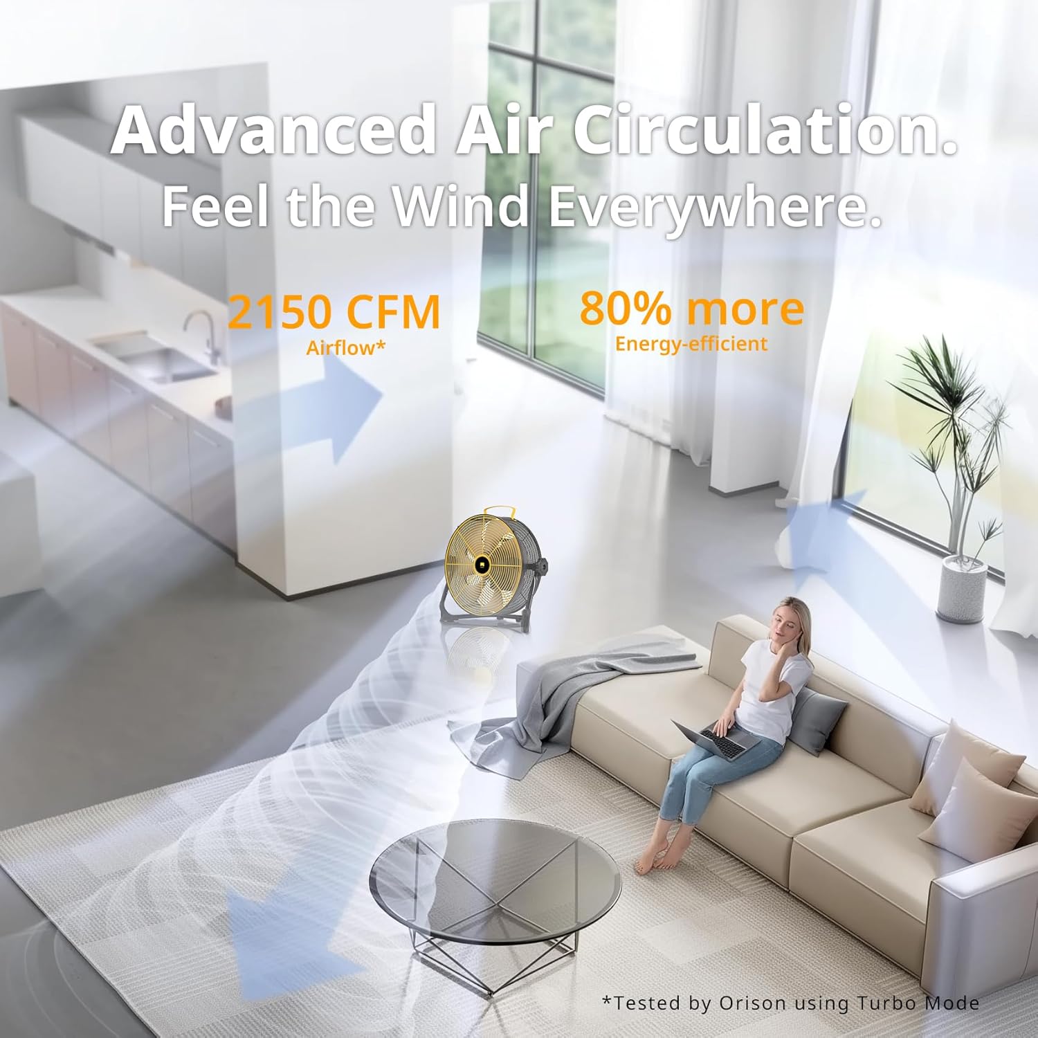 Orison 12" Portable Battery Operated Floor Fan, High-Velocity Floor Fan,Cordless Fan for Camping, Travel, Tents, Hurricanes - Image 5