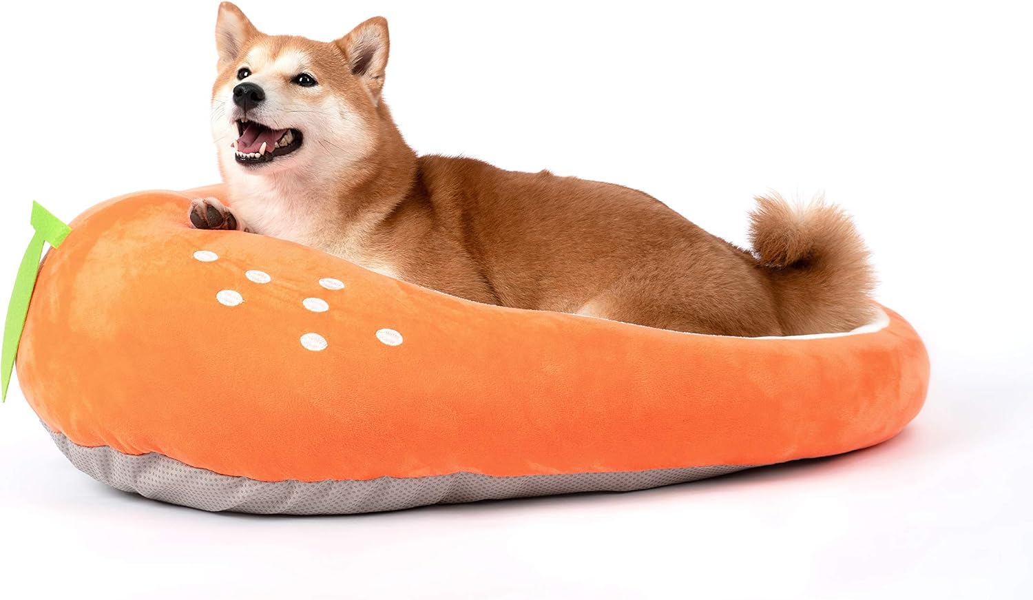 Furry Up Orange Dog Bed/Cat Bed for Small, Medium Dogs/ Cats Up to 30lbs, Cute Style, Warm, Washable, Soft, Safe Polyester Fabric