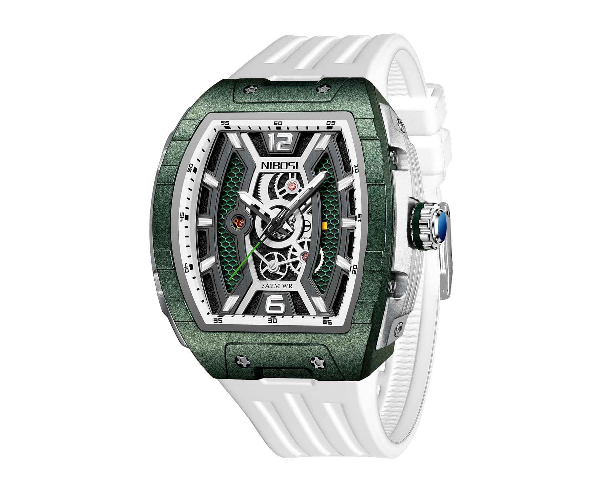 NIBOSI Orologio da polso da uomo quadrato impermeabile digitale analogico al quarzo da lavoro casual in silicone
