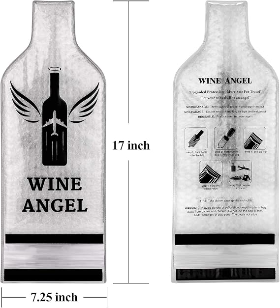 [UPGRADED PROTECTION] 4 Set (8 pcs) Reusable Wine Bags for Travel, Wine Travel Protector, Bottle Travel Sleeve Case For Airplane, Car, Cruise, TRIPLE Protection Luggage Leak-Proof Safety Impact Resist