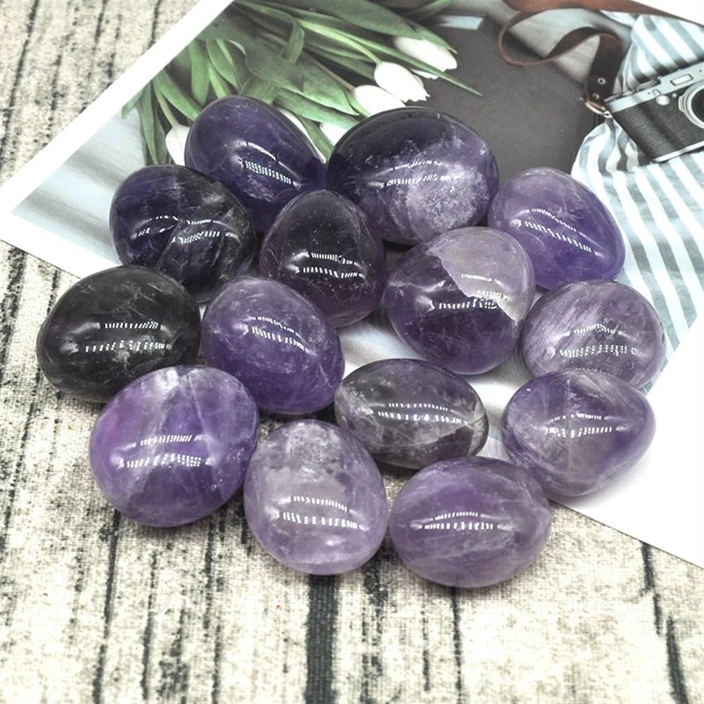 AtkitS Natural Natural Round Amethyst Loose Fallen Stones Healing Gravel Specimen Mineral Crystals Gemstone Aquarium Home Decor Craft Gift (Size : 50g)