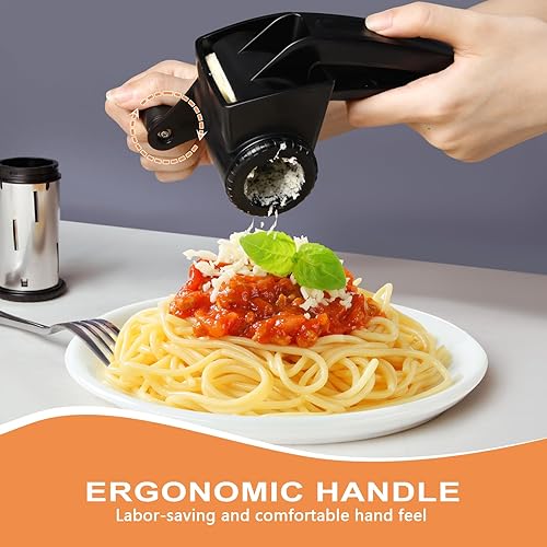 Miniatura 3 de LHS Juego de 3 ralladores de queso, manivela de mano, rallador giratorio de queso parmesano, triturador de queso parmesano de mano para rallar y