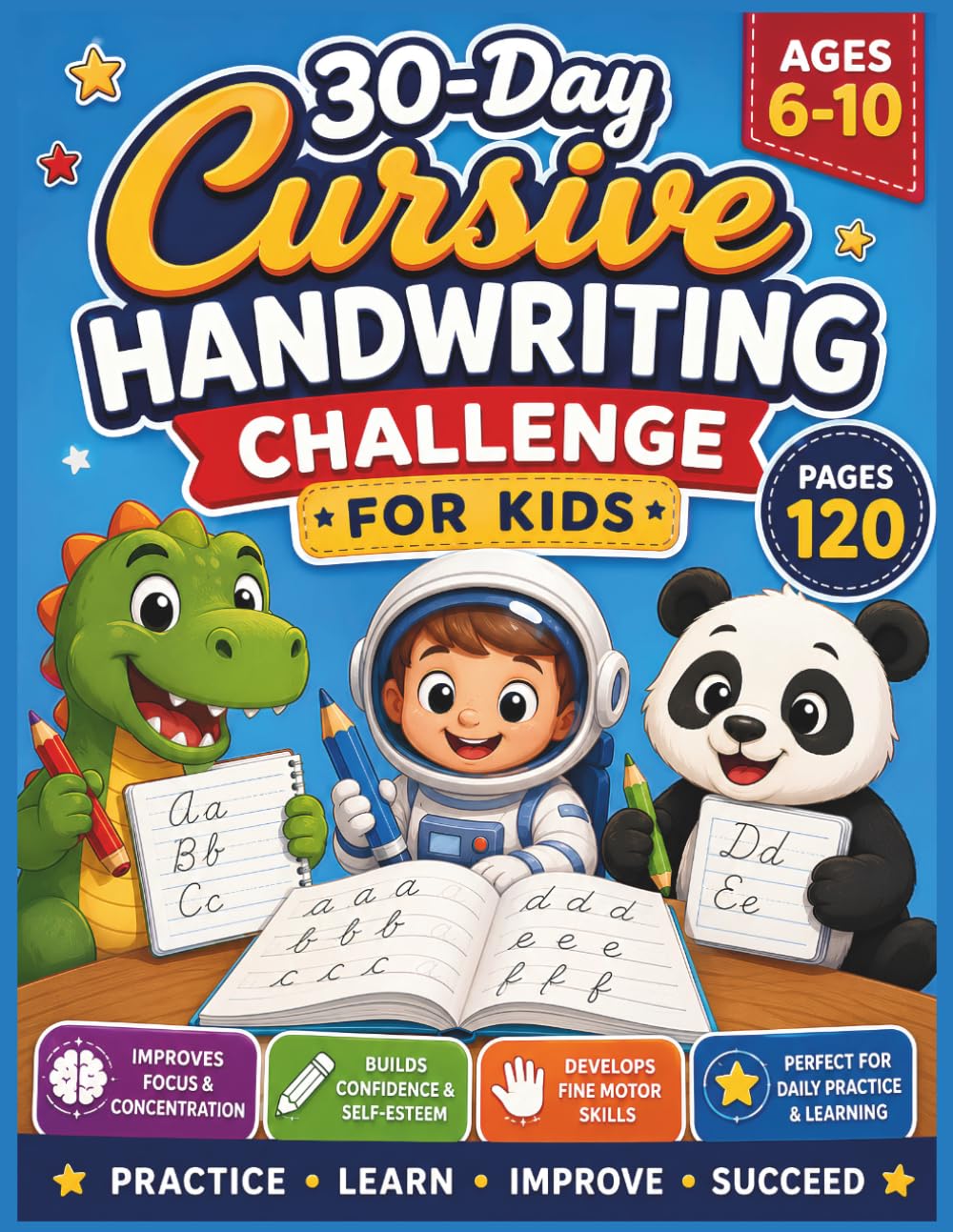 30-Day Cursive Handwriting Challenge for Kids Color Edition: A Step-by-Step Workbook to Master Cursive Alphabet, Words, and Sentences with Progress Tracking Rewards For Ages 6-10