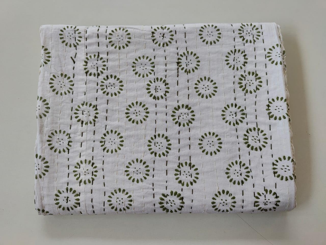 Kalap Indian Handmade Cotton Queen Kantha Quilt Traditional Twin Kantha Quilt Kantha Quilt Blanket Indian Kantha Queen Bedspreads Throw King Size Quilt Bed Cover (Blue Block, King 108 X 108 inch)