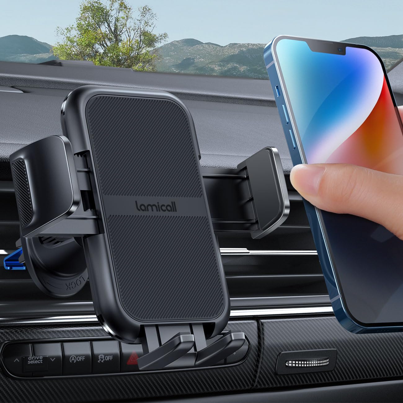Lamicall 2023 ?????????? Clamp Phone Mount for Car [Big Phone&Thick Case Never Fall] Car Phone Holder Hands Free Cradle Air Vent Fit for Smartphone