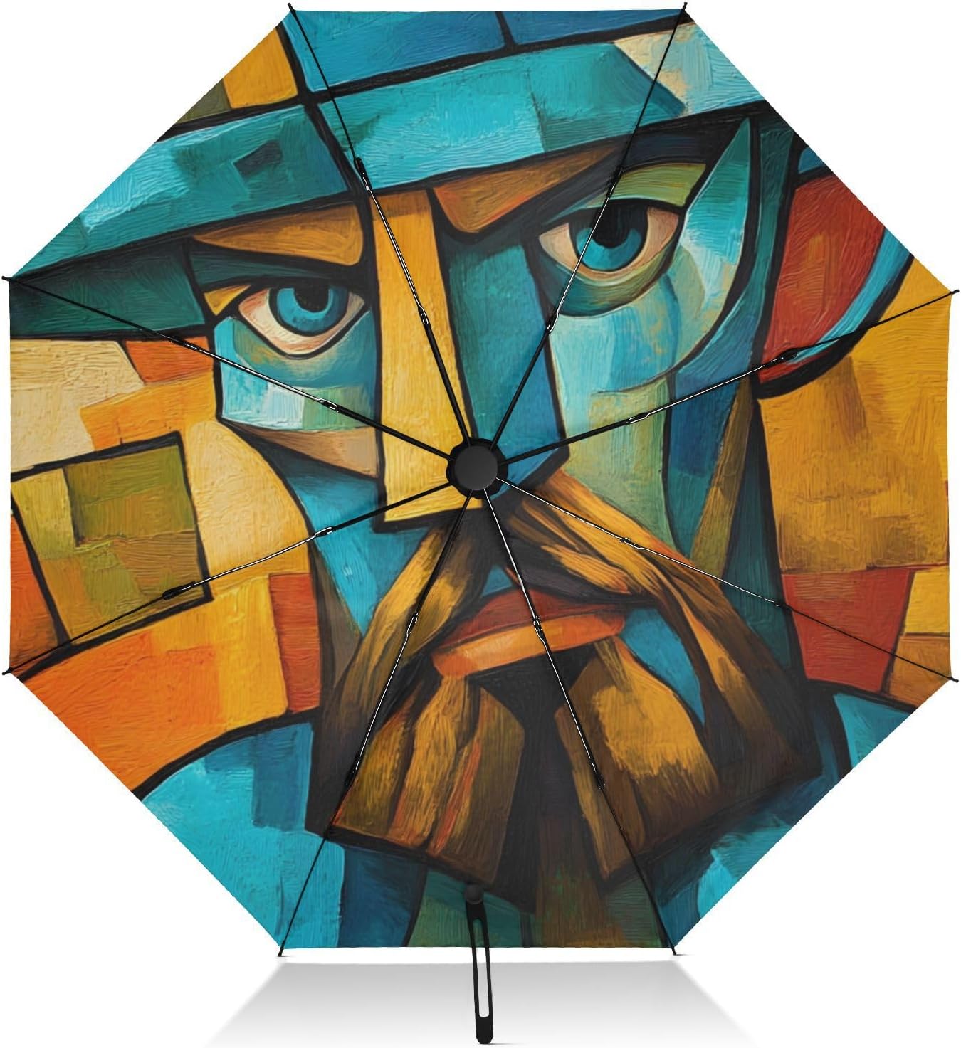 UV Protection Travel Umbrella Art Don Quixote Compact for Rain and Sun - Auto Open and Close UPF 50+ Windproof Portable 46” Sun Umbrella for Women and Men