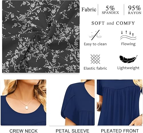 Miniatura 6 de Anymiss - Blusa de verano para mujer, estilo casual, elegante, de ajuste holgado y manga corta, tallas M-3XL