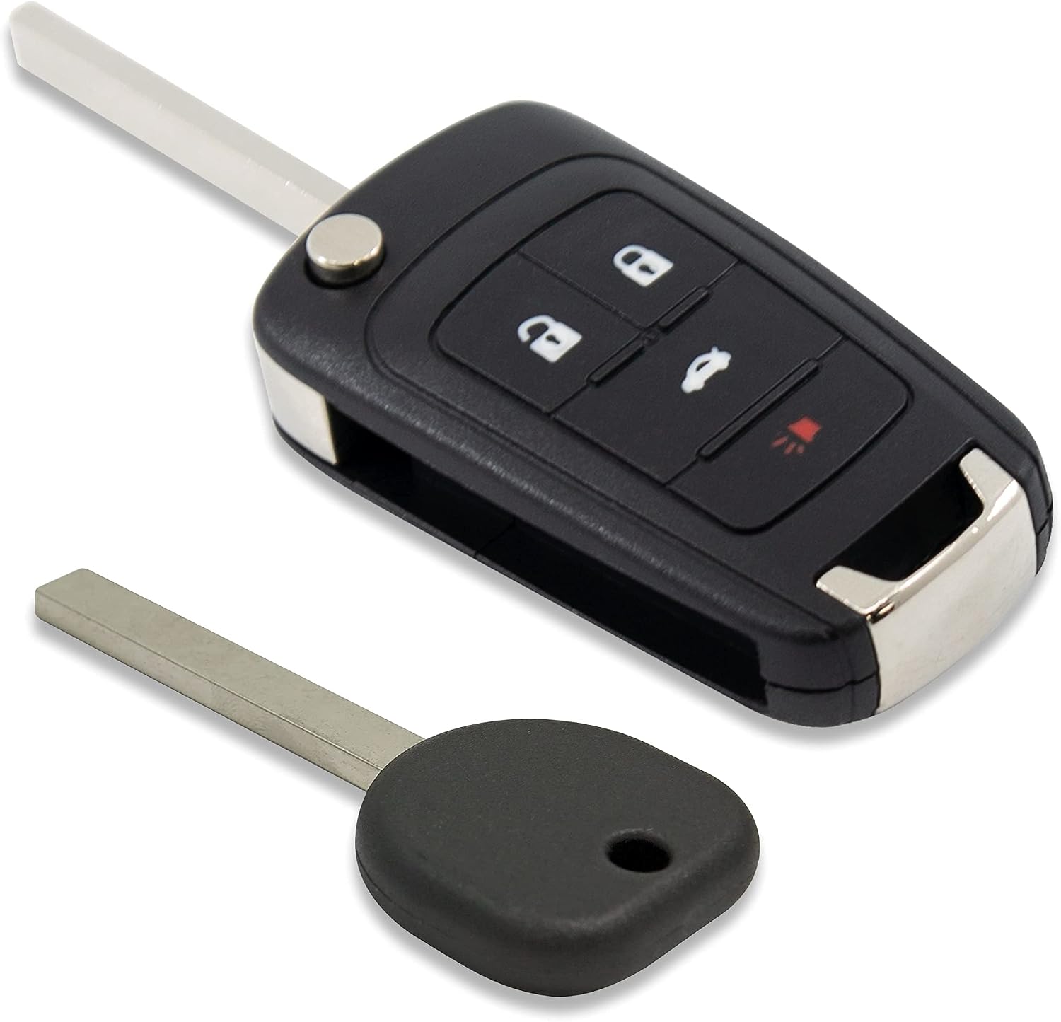 Keyless2Go Replacement for New Keyless Remote 4 Button Flip Car Key Fob for Equinox Verano Sonic and Other Vehicles That Use FCC OHT01060512 with New Uncut Transponder Ignition Car Key B119 HU100