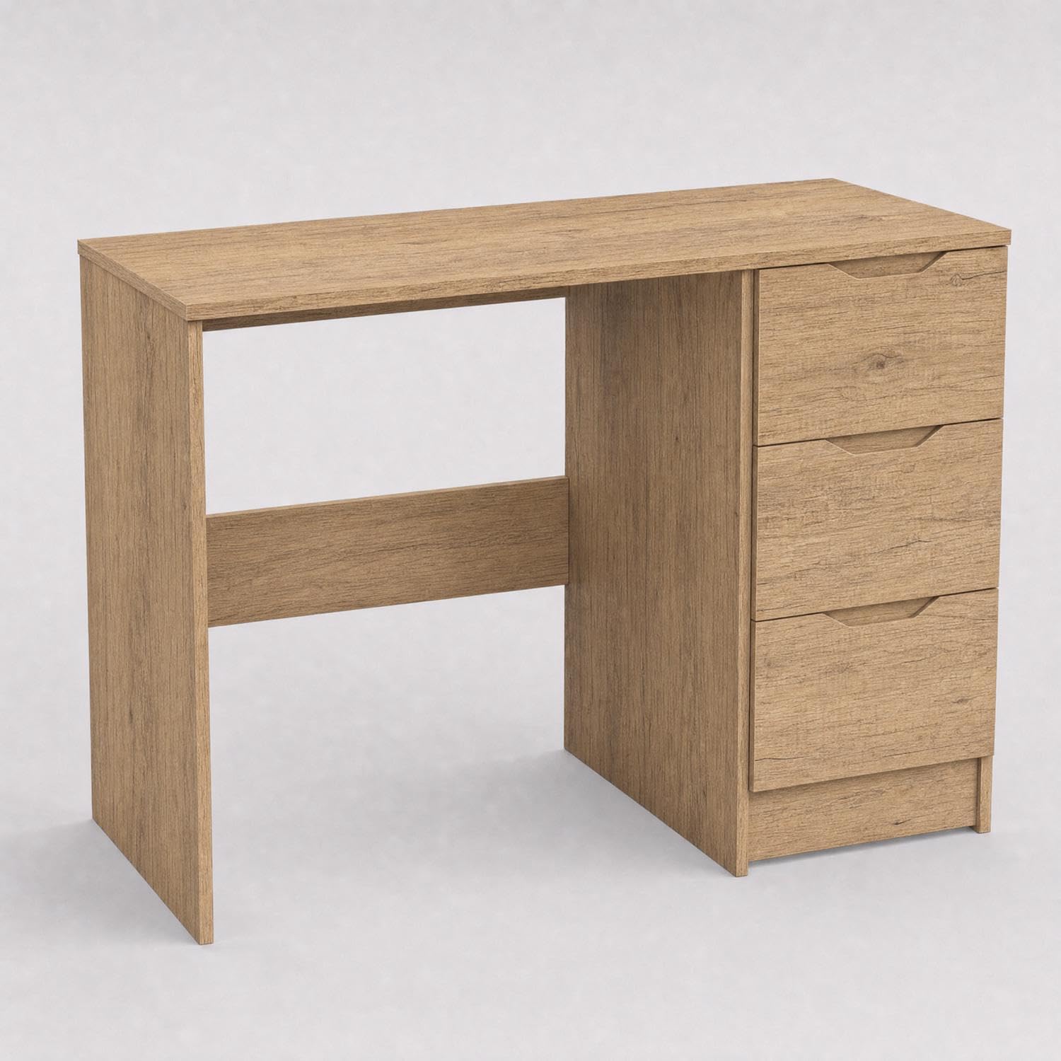 FWStyle Luno Oak Effect 3 Drawer Dressing Table Desk Vanity Makeup Table โ image 1