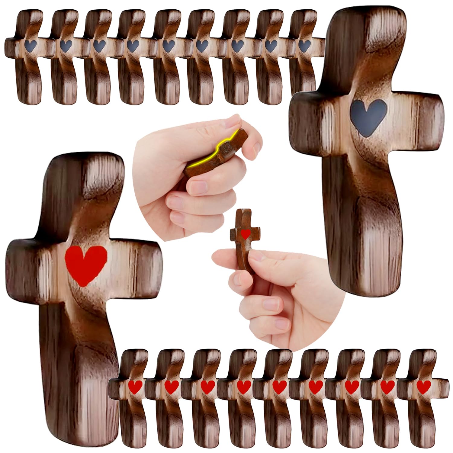 Amazon.com: 20pcs Handheld Wooden Thumb Cross with My Heart