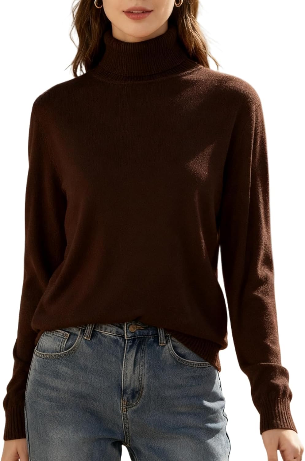 SANGTREE Women's Turtleneck Sweater Long Sleeve Casual Fall Winter Knit Pullover Sweater Top