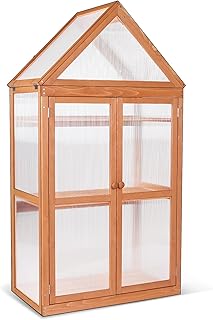 MCombo 3 Etage Gewächshaus Aufzuchtschrank Treibhaus Pflanzenhaus Tomatenhaus höhenverstellbar aufklappbar 0800, aus Holz und Polycarbonat