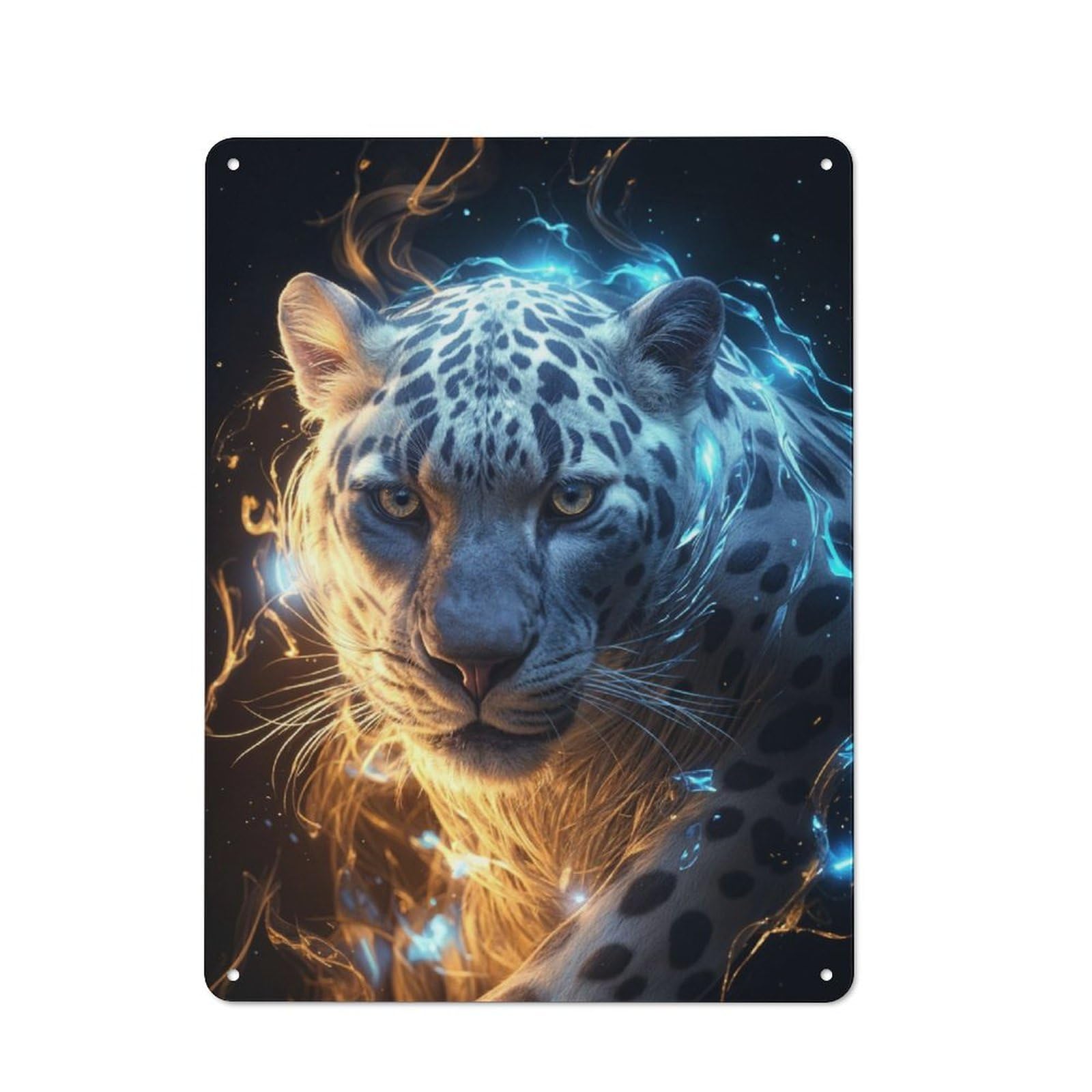 Junmoney Cosmic Celestial Leopard 40X30cm Retro Tin Sign With For Kitchen Or Home Bar, A Decorative Gift For A Newly Furnished Kitchen And Home Bar