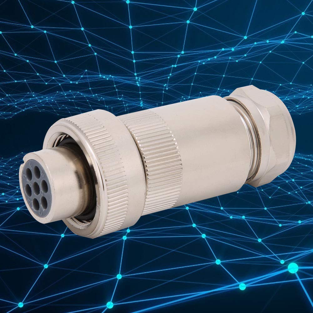 Aviation Connector Plug 7Pin Proportional Valve C14 7A S Low Frequency Gold Plated Copper Nylon PA66 Durable Compact Size for Proportional Valve Servo Valve Connector